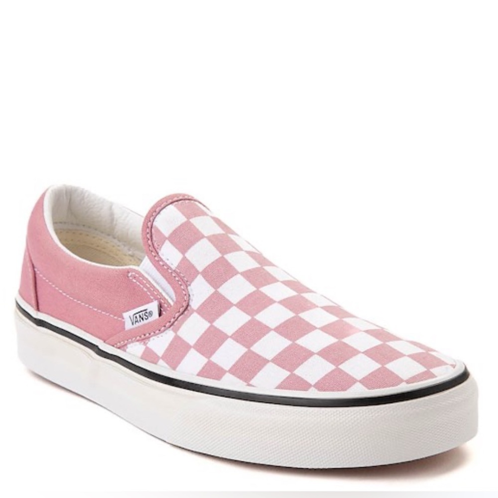 Vans Pink and White Checkered Slip-Ons